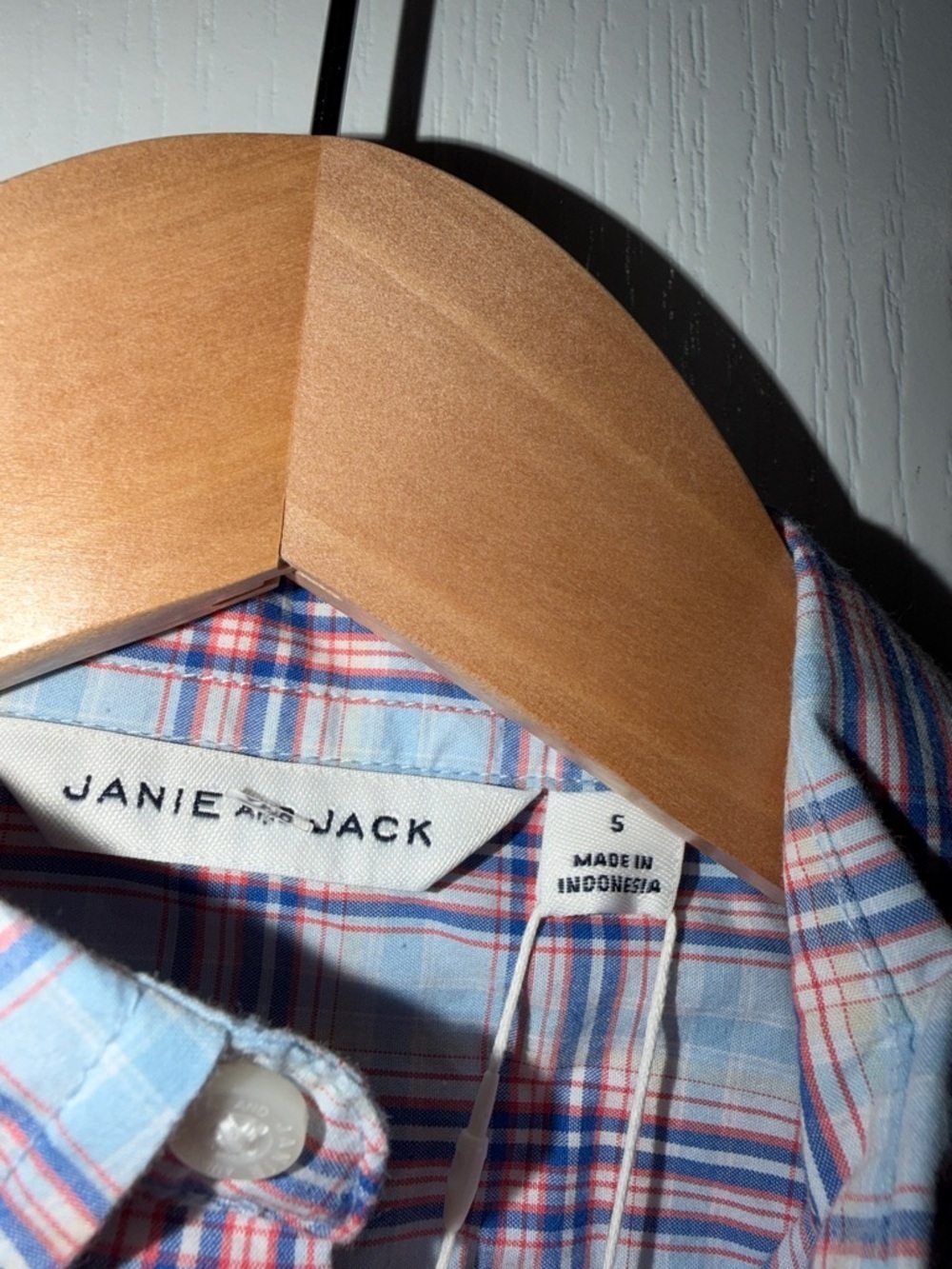 Janie and Jack plaid Button-Down Shirt in Blue, Pink & White size small - Picture 4 of 4